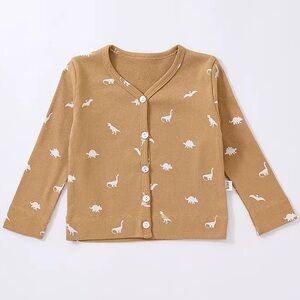 Kids Dinosaur Print Tan Cardigan